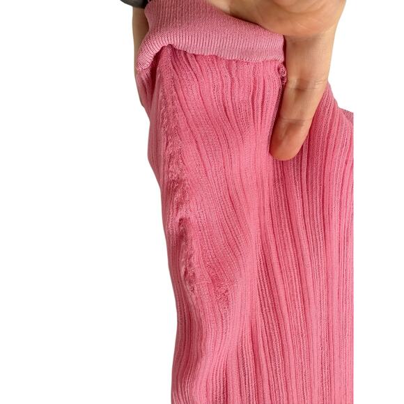 Simkhai Kelso Knit Midi Skirt Gauze Ruffle Hem Statement Elegant Candy Pink Sz S - Picture 6 of 14